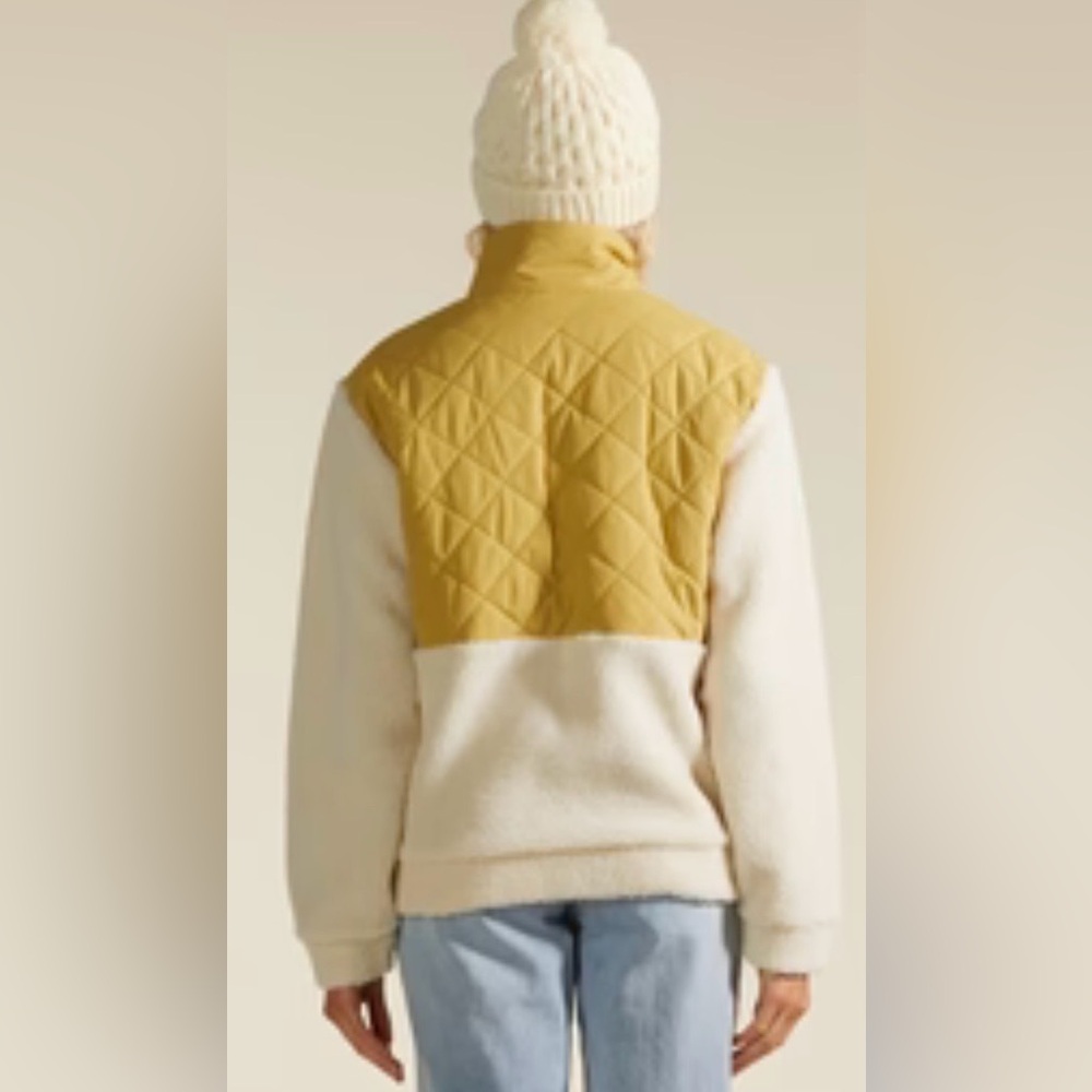 Billabong Adventure Division Quilted Yellow & Cream Sherpa Jacket - Picture 2 of 15